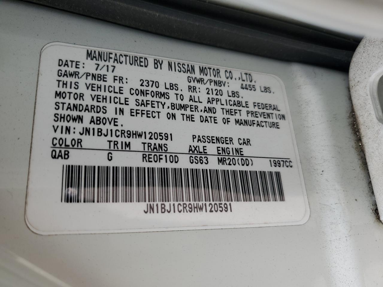 2017 Nissan Rogue Sport S VIN: JN1BJ1CR9HW120591 Lot: 84470485