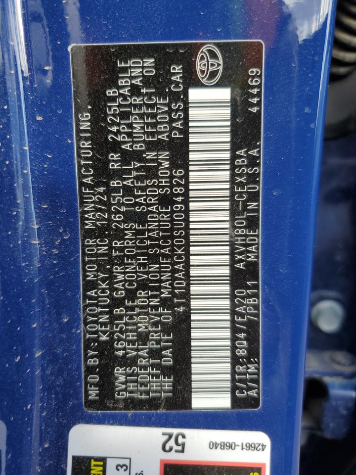 2025 Toyota Camry Xse VIN: 4T1DAACK0SU094826 Lot: 84628105