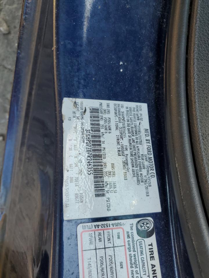 2007 Ford Fusion Se VIN: 3FAHP07Z07R246355 Lot: 84420475