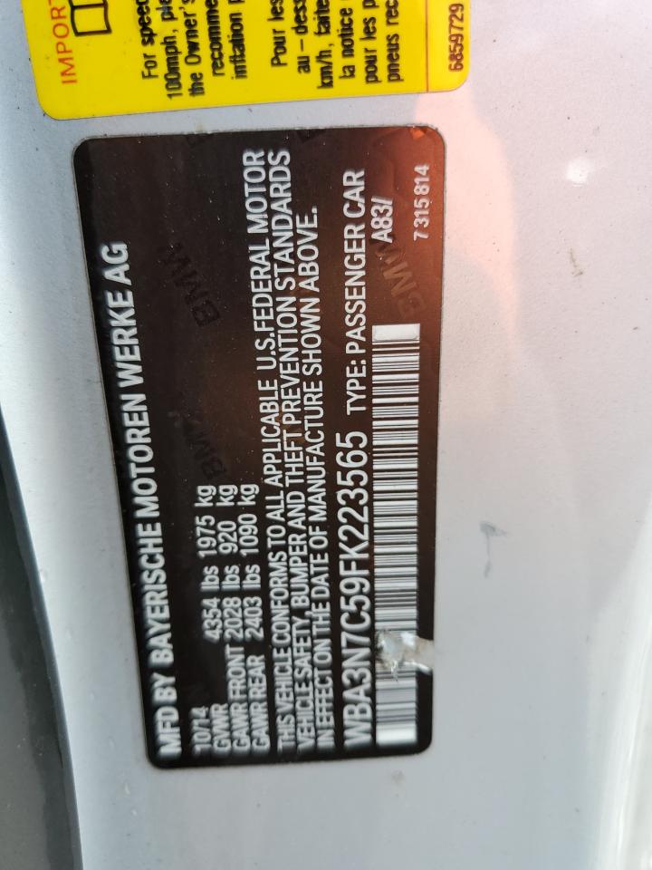 2015 BMW 428 I VIN: WBA3N7C59FK223565 Lot: 71849345