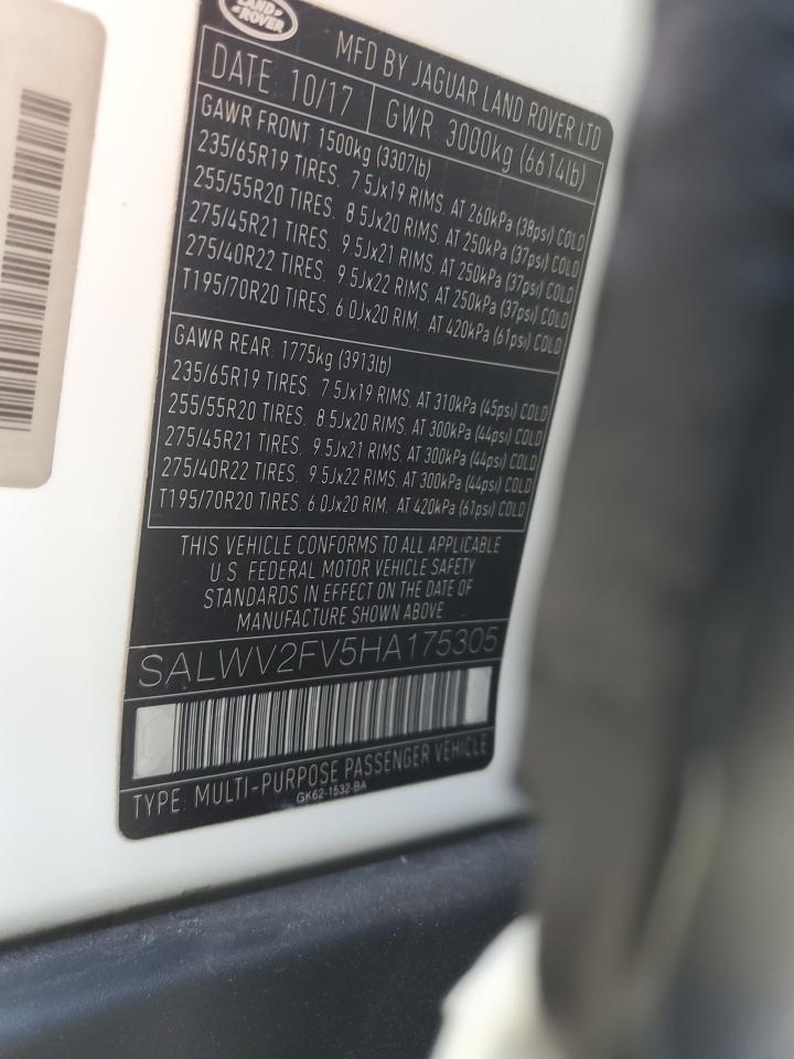 2017 Land Rover Range Rover Sport Hse Dynamic VIN: SALWV2FV5HA175305 Lot: 69486165