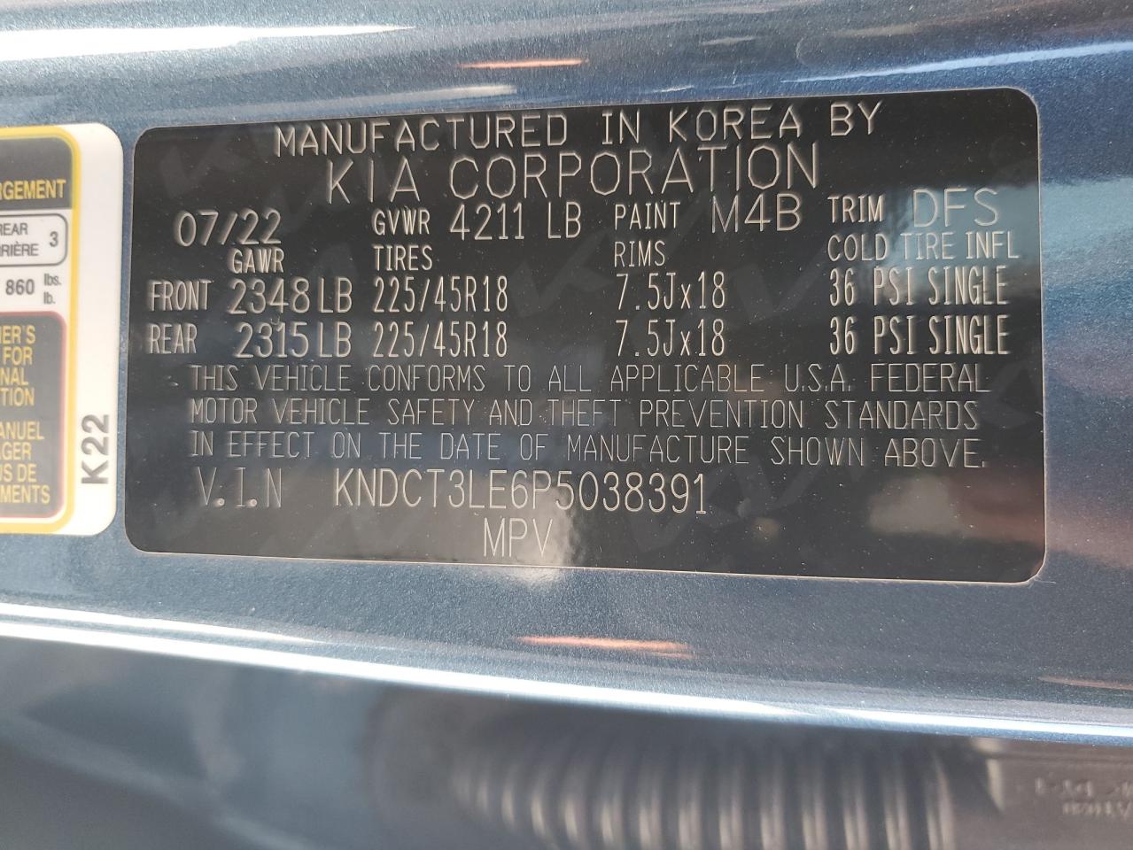 2023 Kia Niro Sx VIN: KNDCT3LE6P5038391 Lot: 71915225