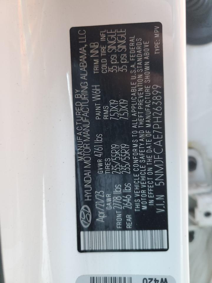 2023 Hyundai Tucson Sel VIN: 5NMJFCAE7PH263899 Lot: 81247245