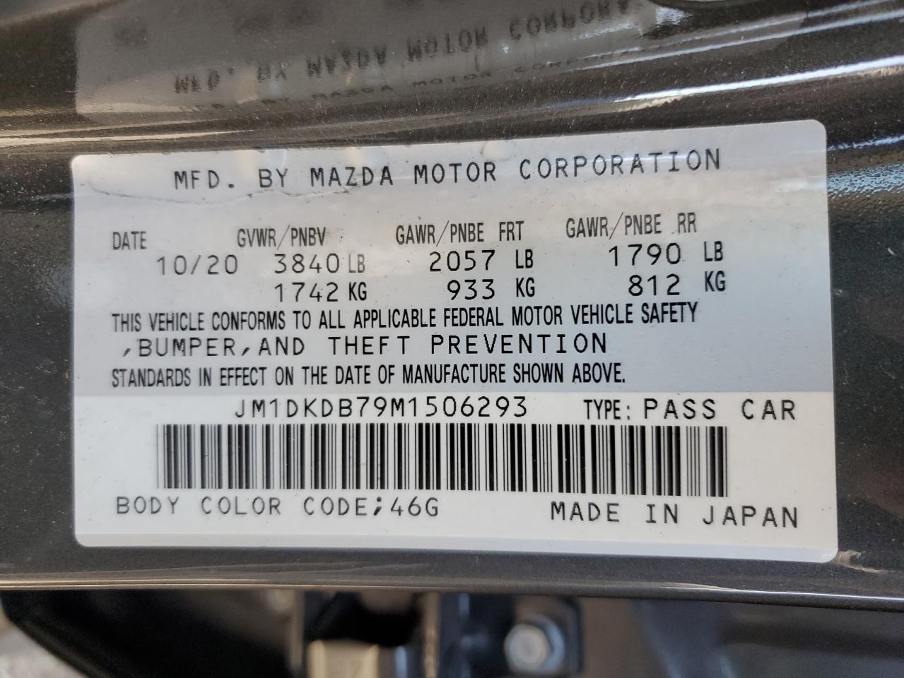 2021 Mazda Cx-3 Sport VIN: JM1DKDB79M1506293 Lot: 80127885