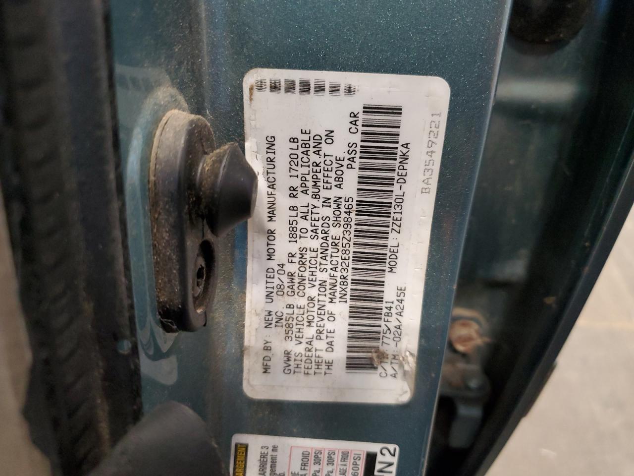 2005 Toyota Corolla Ce VIN: 1NXBR32E85Z398465 Lot: 71280145