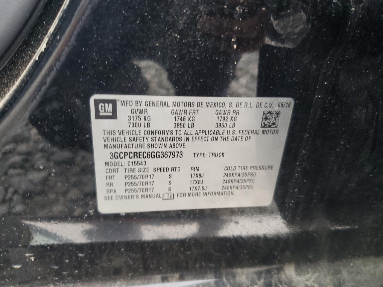 2016 Chevrolet Silverado C1500 Lt VIN: 3GCPCREC6GG367973 Lot: 81897095