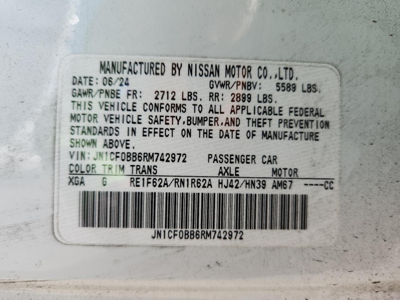 2024 Nissan Ariya Engage VIN: JN1CF0BB6RM742972 Lot: 81797565