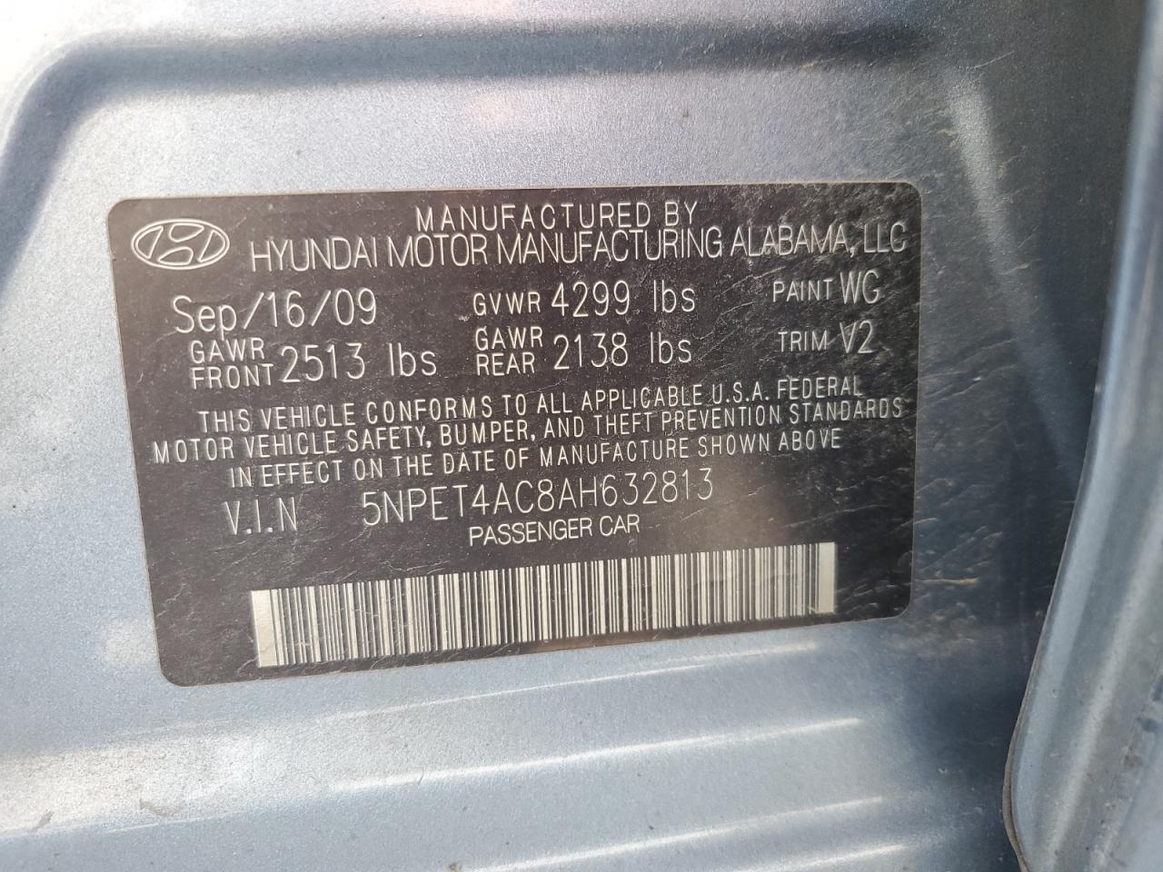 2010 Hyundai Sonata Gls VIN: 5NPET4AC8AH632813 Lot: 81391465