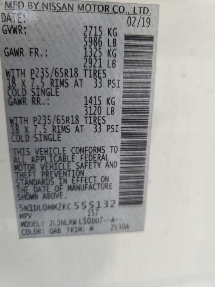 2019 Infiniti Qx60 Luxe VIN: 5N1DL0MM2KC555132 Lot: 81755865