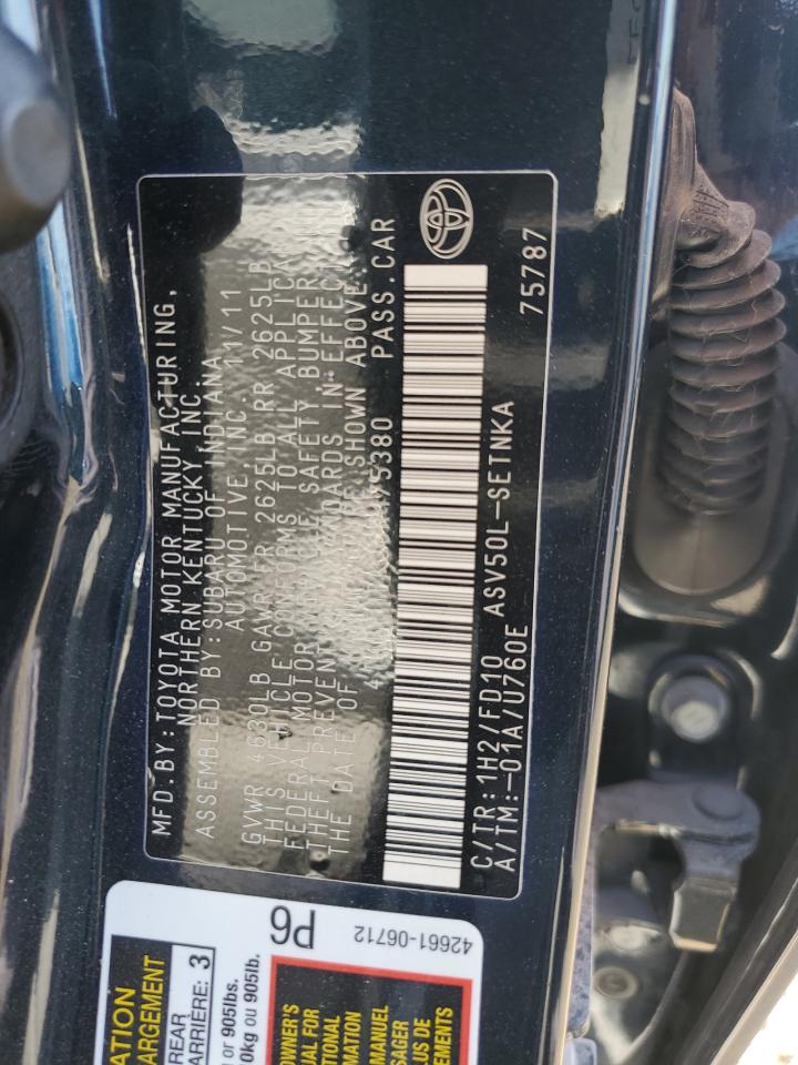 2012 Toyota Camry Base VIN: 4T4BF1FK3CR175380 Lot: 82160585