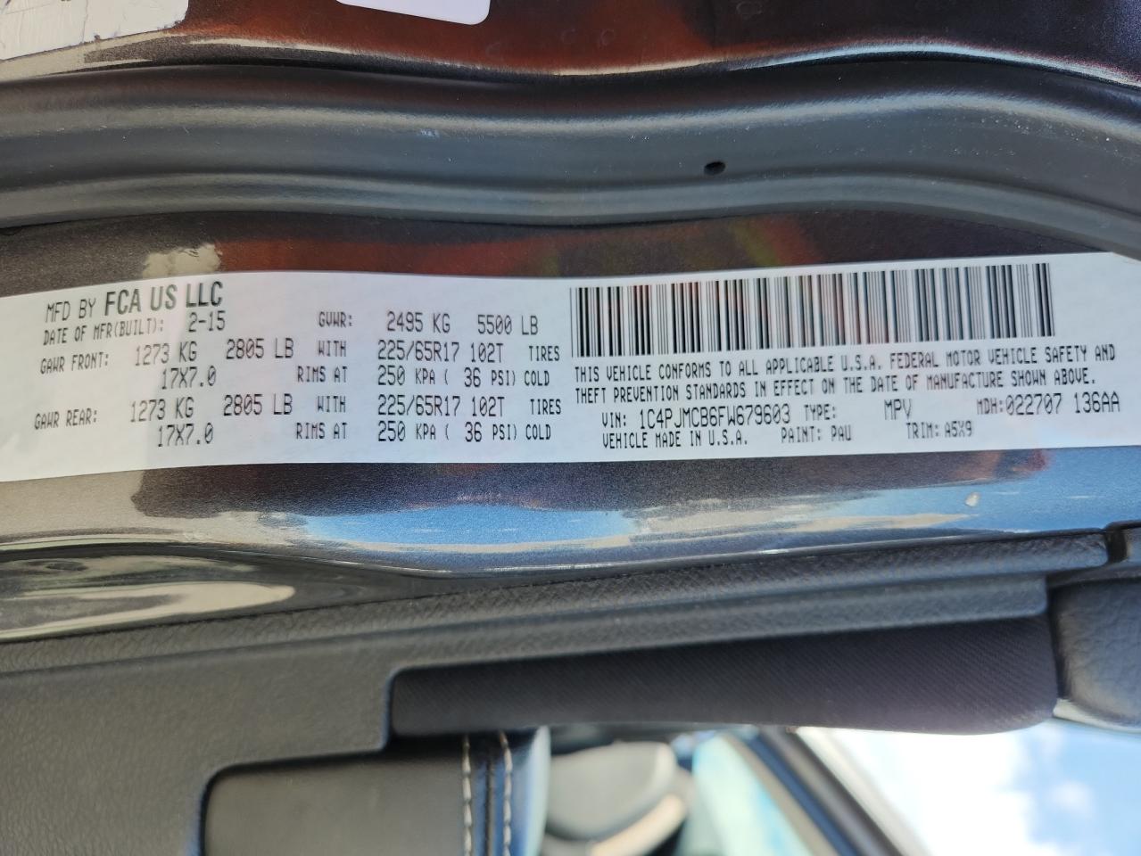 2015 Jeep Cherokee Latitude VIN: 1C4PJMCB6FW679603 Lot: 81299215