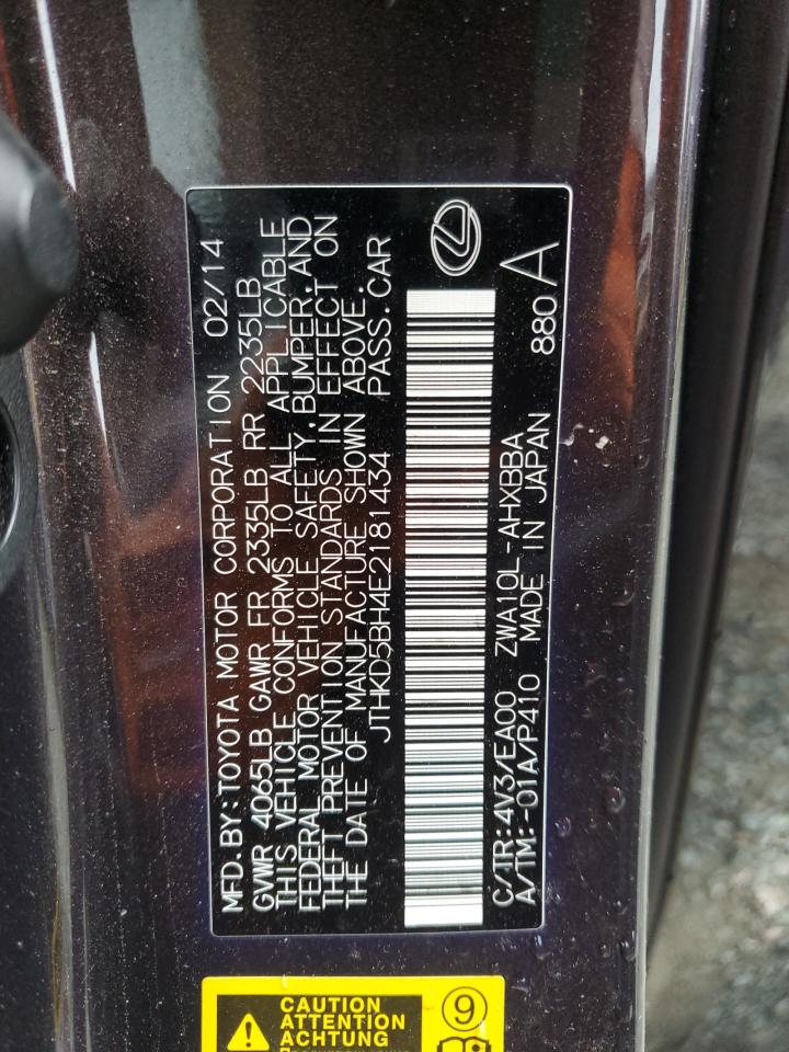 2014 Lexus Ct 200 VIN: JTHKD5BH4E2181434 Lot: 81099615