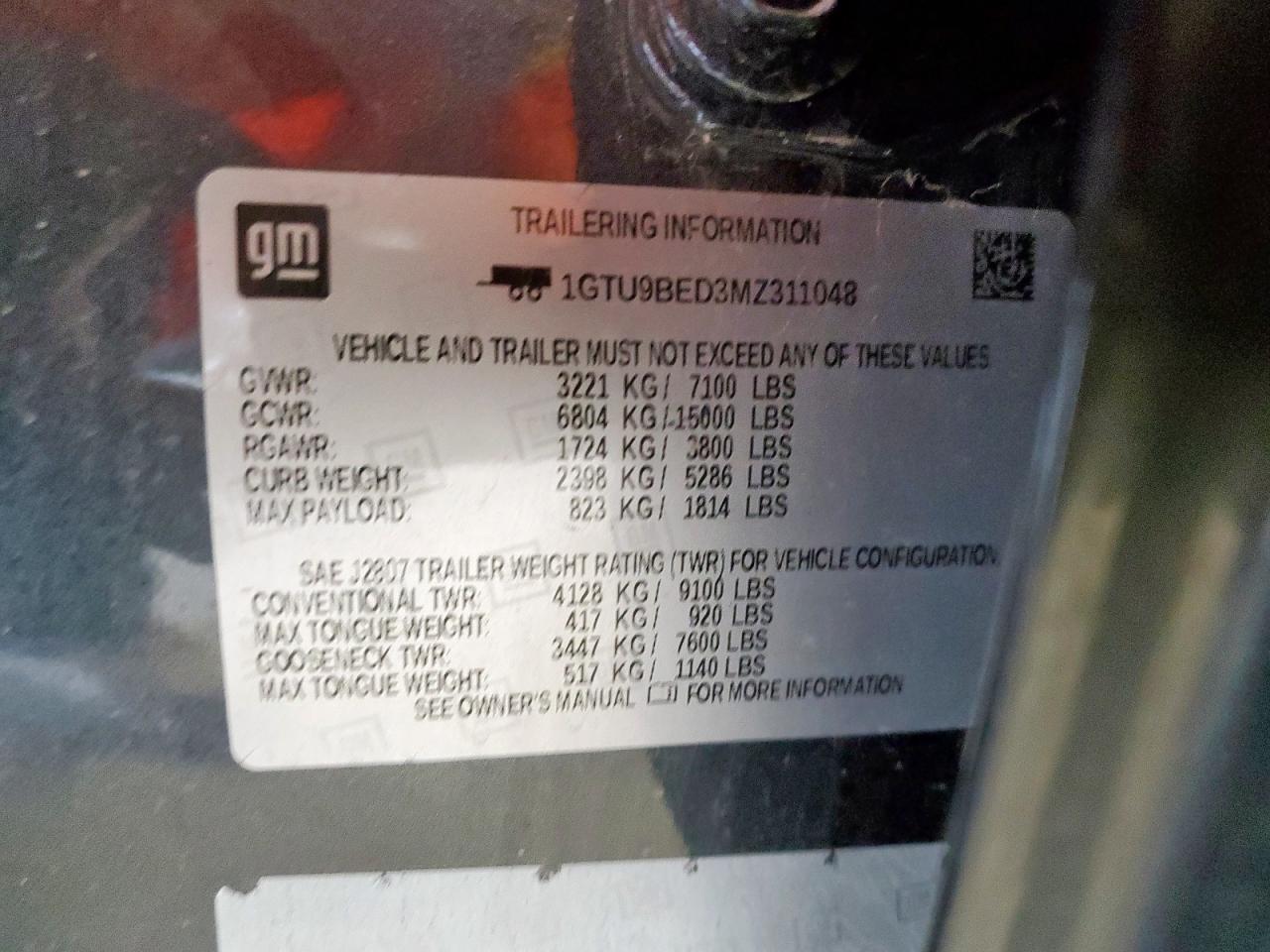2021 GMC Sierra K1500 Sle VIN: 1GTU9BED3MZ311048 Lot: 83797945