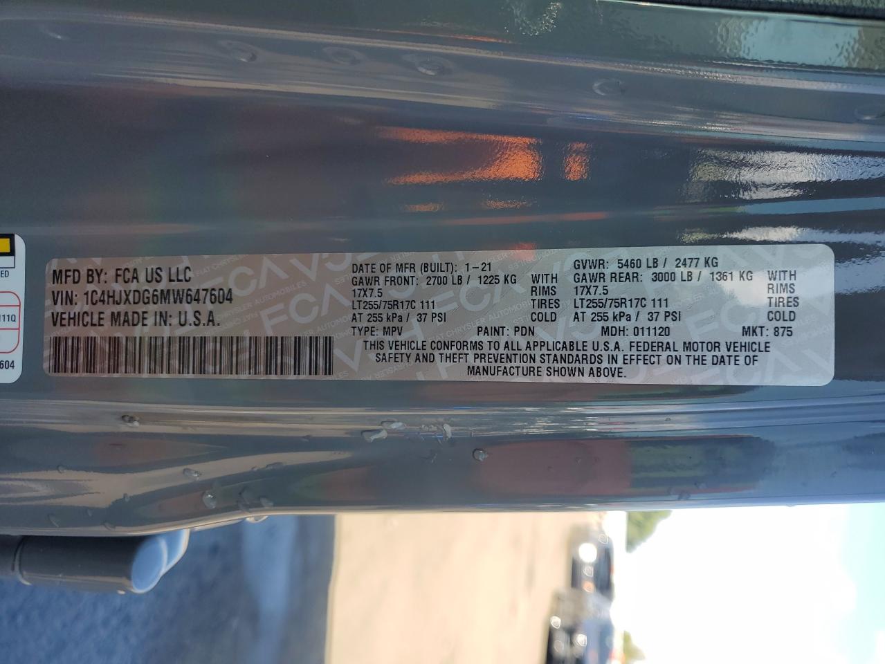 2021 Jeep Wrangler Unlimited Sport VIN: 1C4HJXDG6MW647604 Lot: 81014975