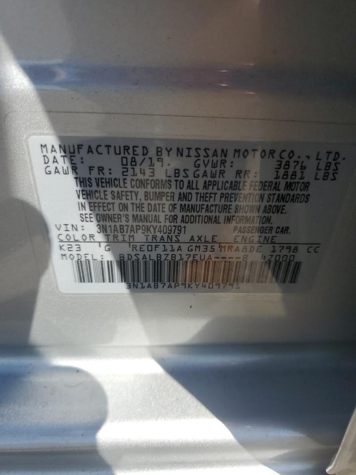 2019 Nissan Sentra S VIN: 3N1AB7AP9KY409791 Lot: 81904035