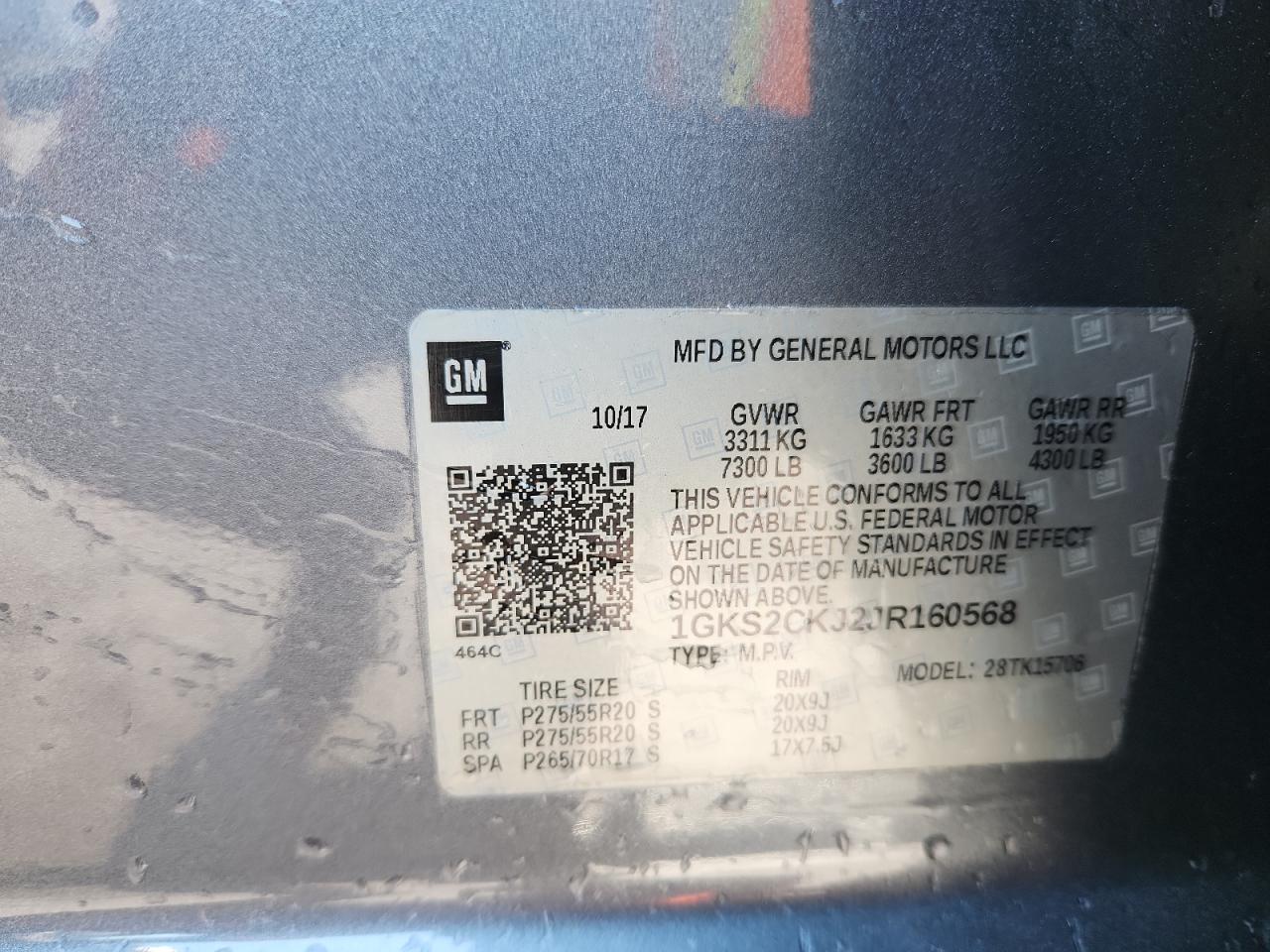 2018 GMC Yukon Denali VIN: 1GKS2CKJ2JR160568 Lot: 71083165