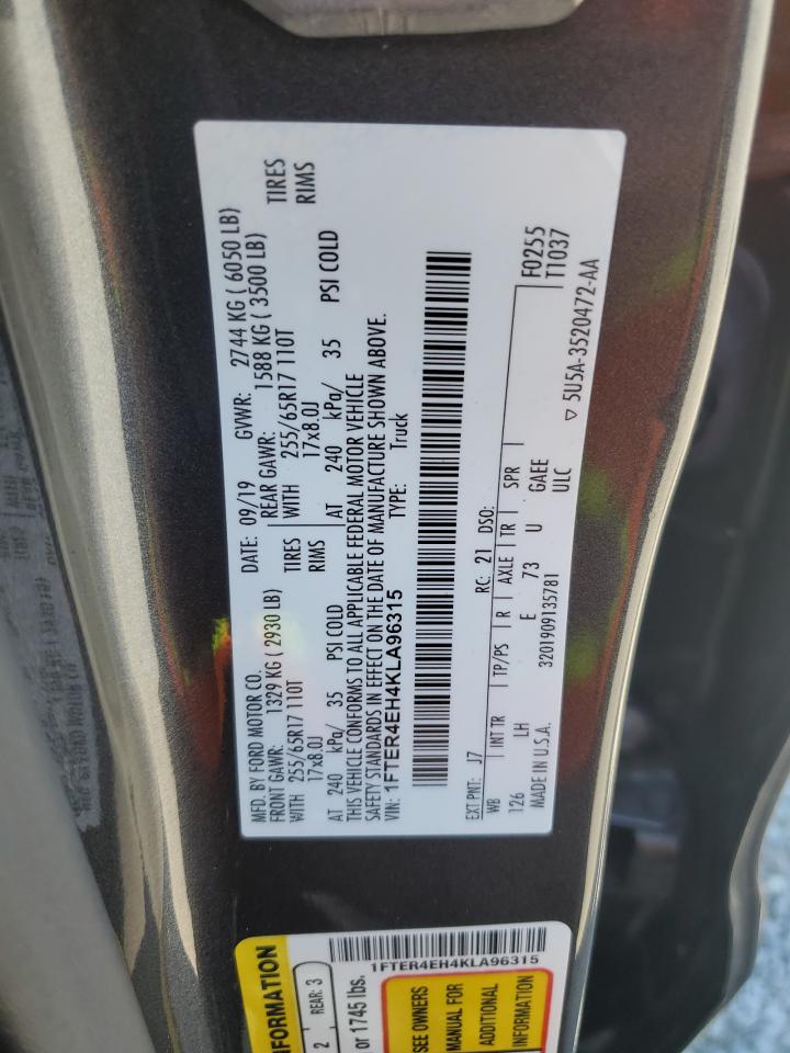 2019 Ford Ranger Xl VIN: 1FTER4EH4KLA96315 Lot: 80675635