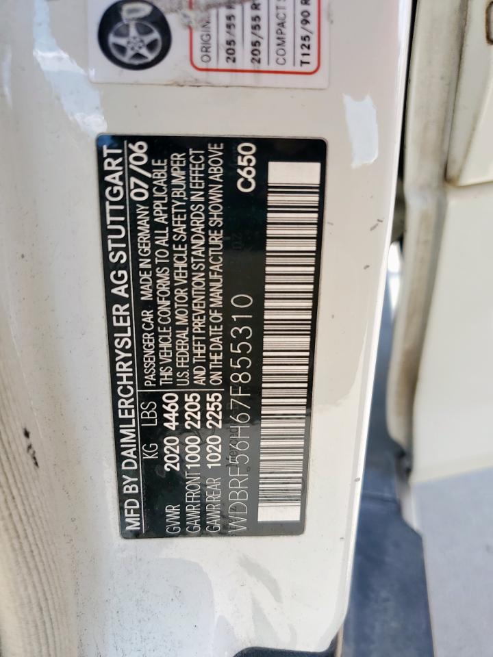 2007 Mercedes-Benz C 350 VIN: WDBRF56H67F855310 Lot: 80306645