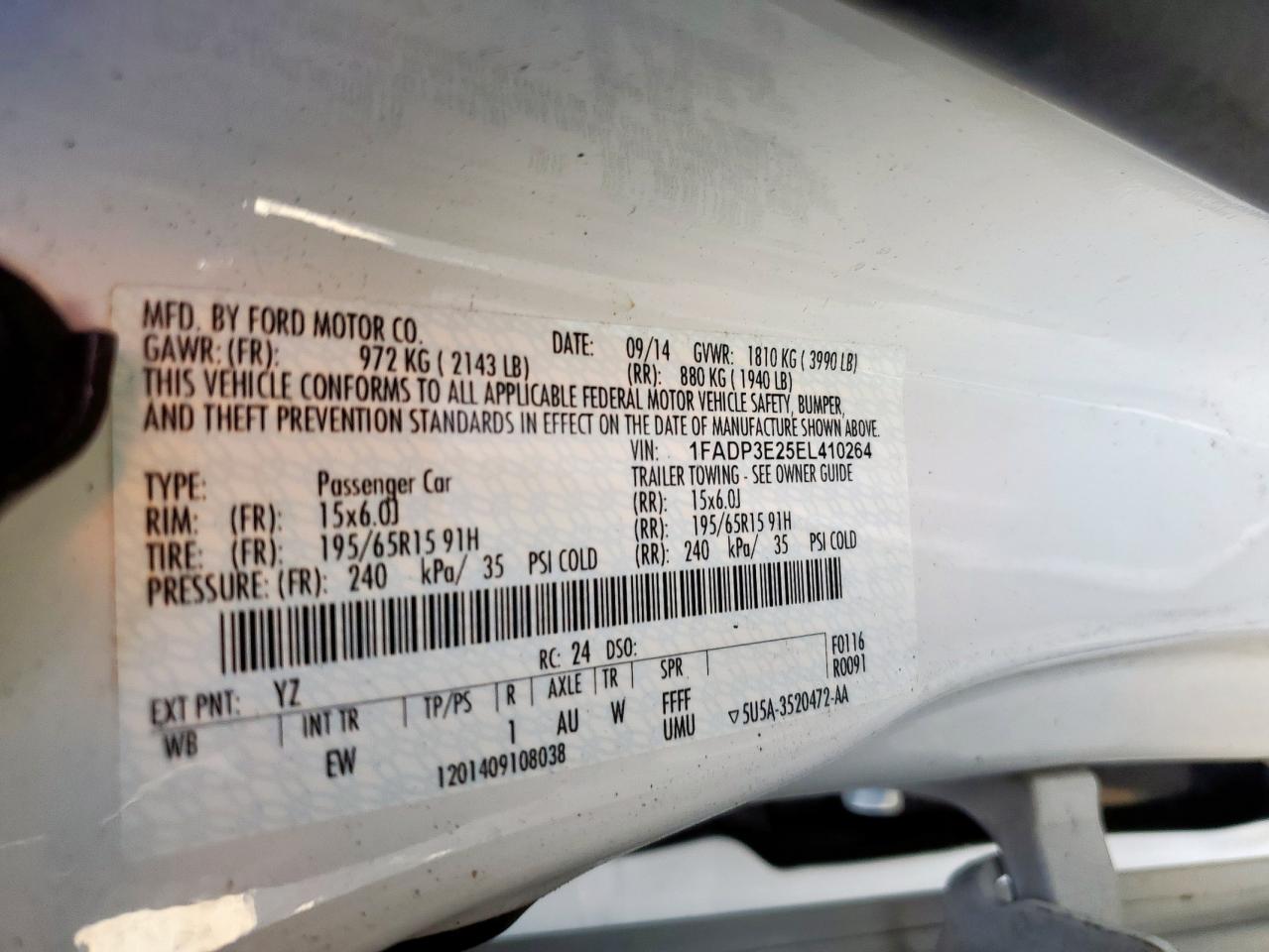 2014 Ford Focus S VIN: 1FADP3E25EL410264 Lot: 81947775