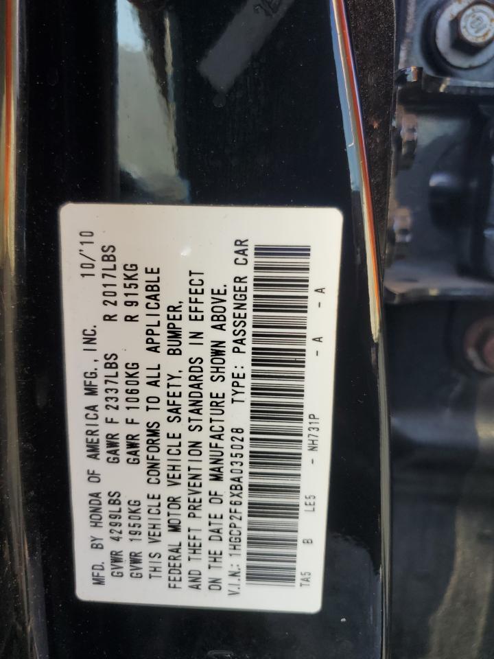 2011 Honda Accord Se VIN: 1HGCP2F6XBA035028 Lot: 71001335