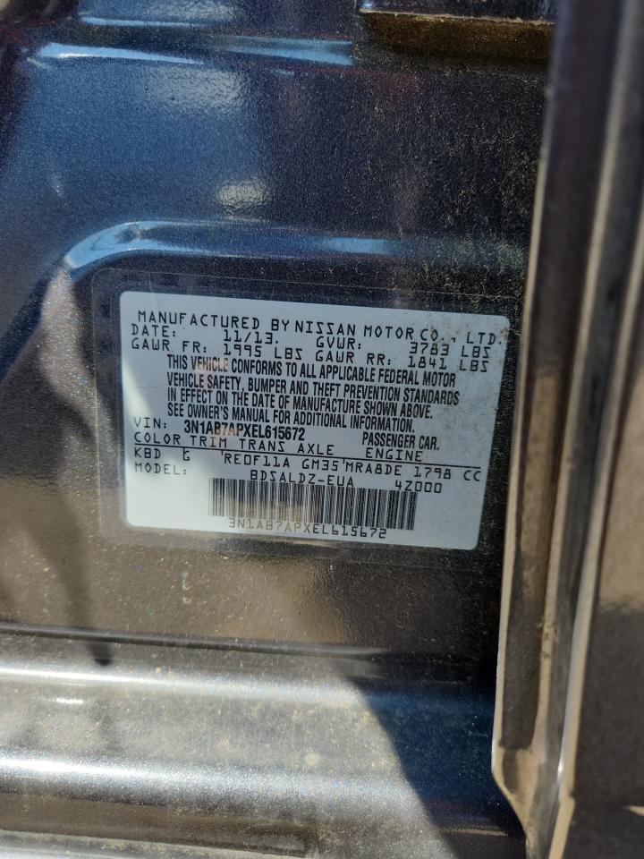 2014 Nissan Sentra S VIN: 3N1AB7APXEL615672 Lot: 70508735