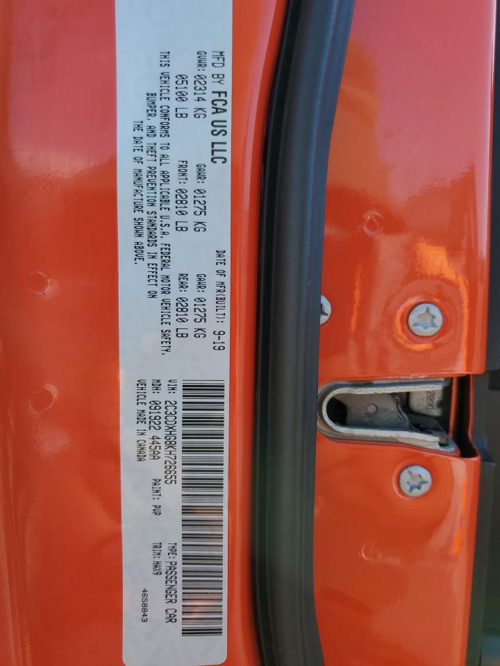 2019 Dodge Charger Gt VIN: 2C3CDXHG8KH726655 Lot: 71374595