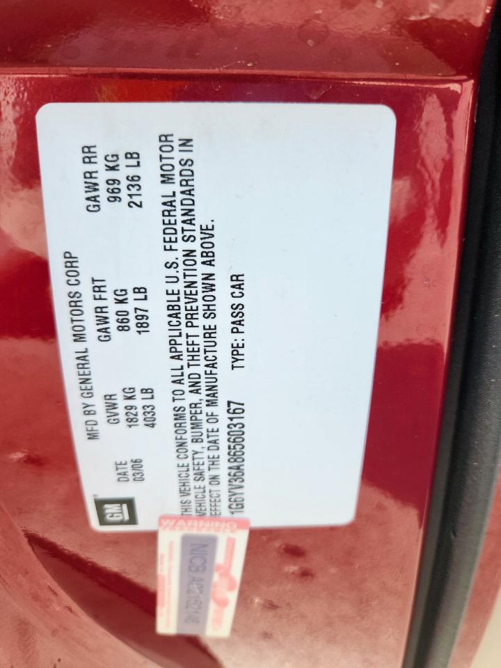 2006 Cadillac Xlr VIN: 1G6YV36A865603167 Lot: 84197845