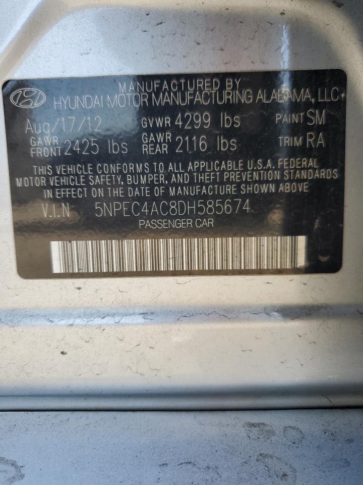 2013 Hyundai Sonata Se VIN: 5NPEC4AC8DH585674 Lot: 71251365