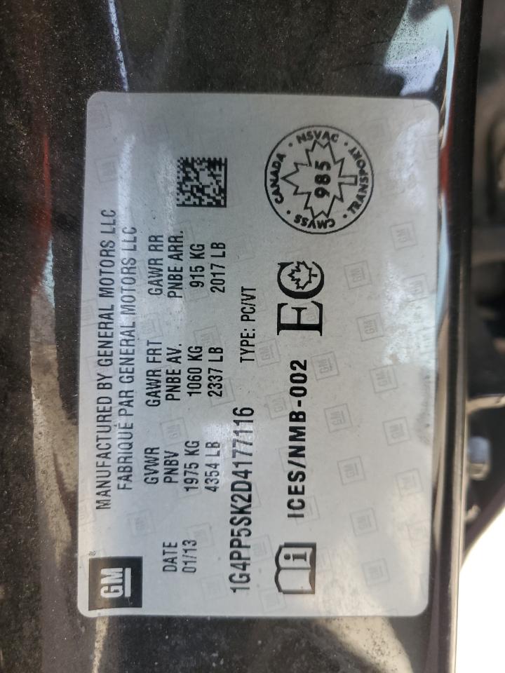 2013 Buick Verano VIN: 1G4PP5SK2D4177116 Lot: 71725475