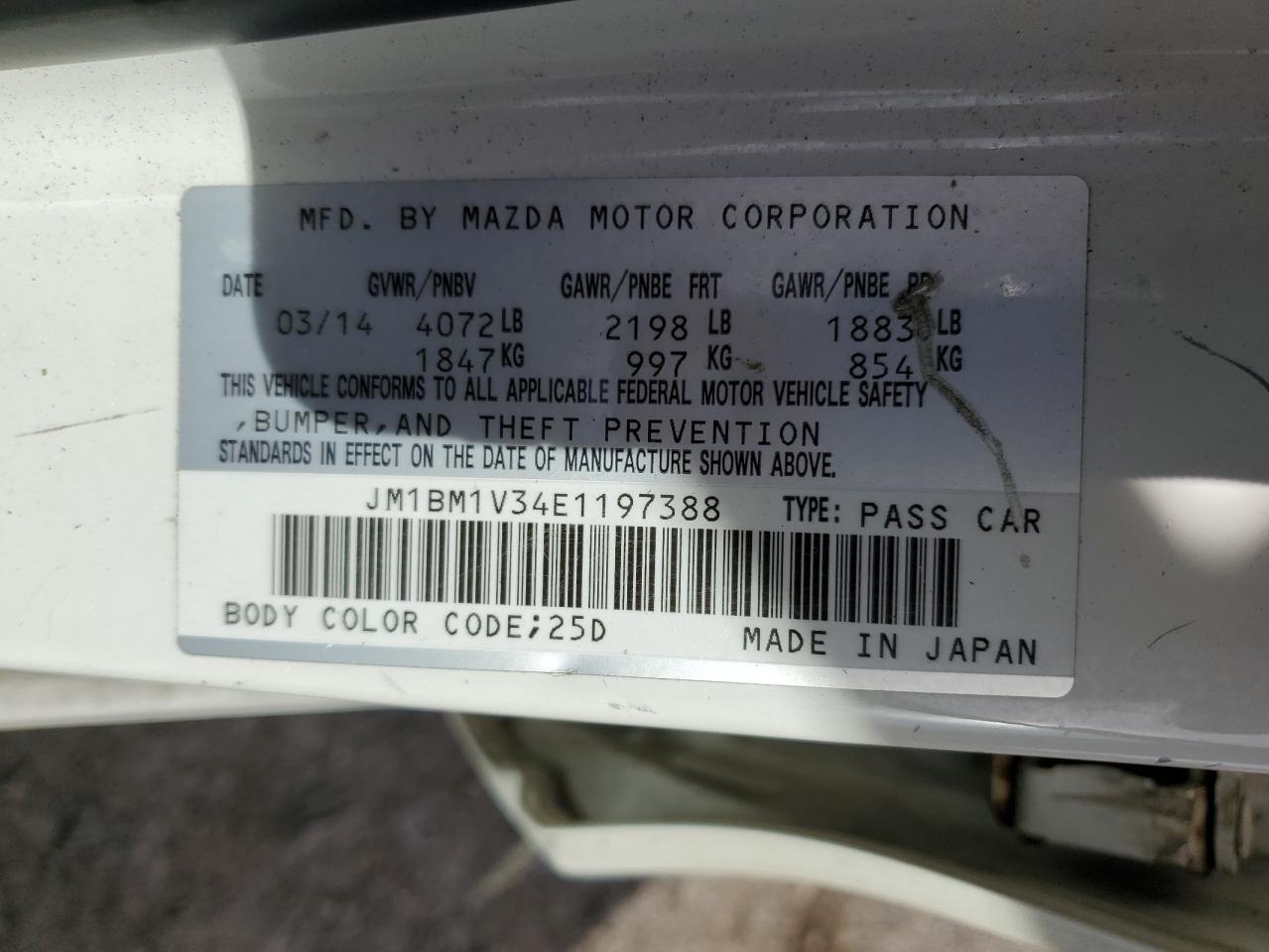 2014 Mazda 3 Touring VIN: JM1BM1V34E1197388 Lot: 84412425