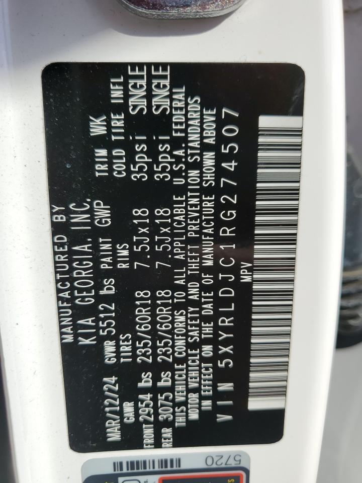 2024 Kia Sorento S VIN: 5XYRLDJC1RG274507 Lot: 84454085