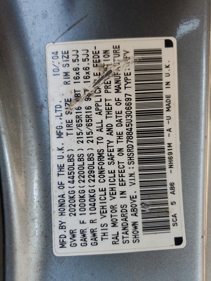 2005 Honda Cr-V Ex VIN: SHSRD78845U306697 Lot: 81648965