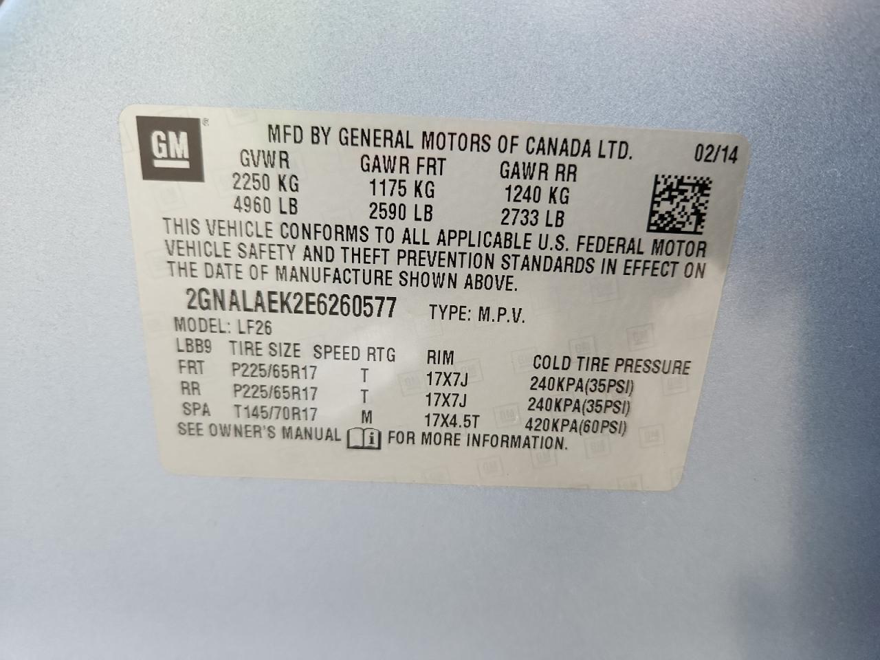 2014 Chevrolet Equinox Ls VIN: 2GNALAEK2E6260577 Lot: 81783735