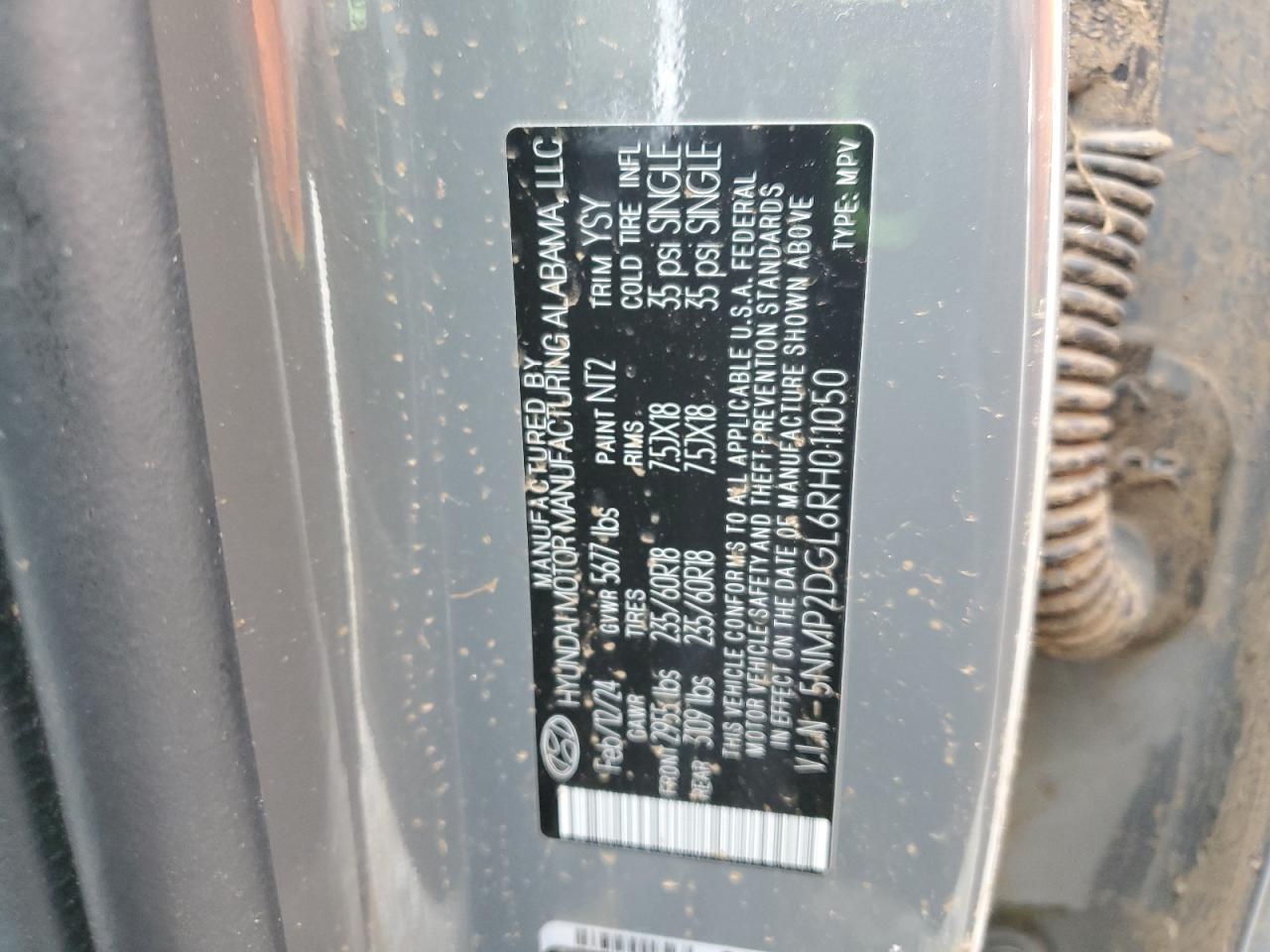 2024 Hyundai Santa Fe Sel VIN: 5NMP2DGL6RH011050 Lot: 82159345