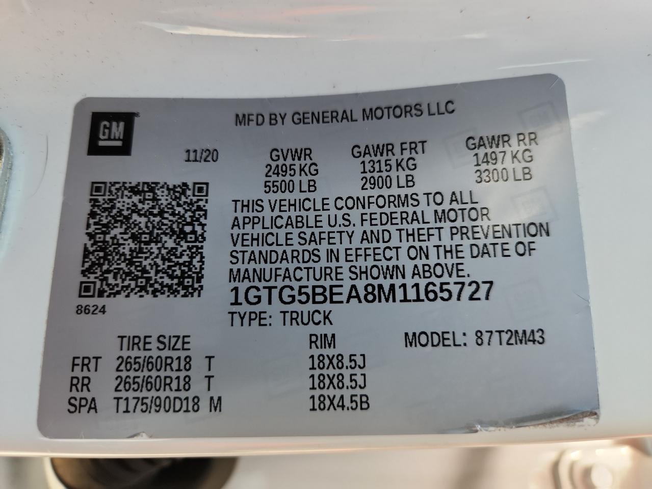 2021 GMC Canyon Elevation VIN: 1GTG5BEA8M1165727 Lot: 80523685