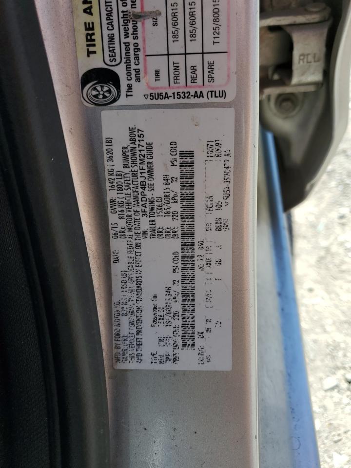 2015 Ford Fiesta Se VIN: 3FADP4BJ1FM217157 Lot: 84630295