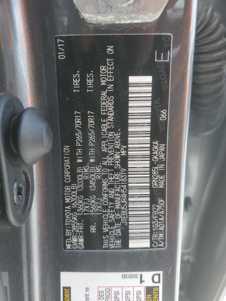 2017 Toyota 4Runner Sr5/Sr5 Premium VIN: JTEBU5JR4H5418319 Lot: 84197765