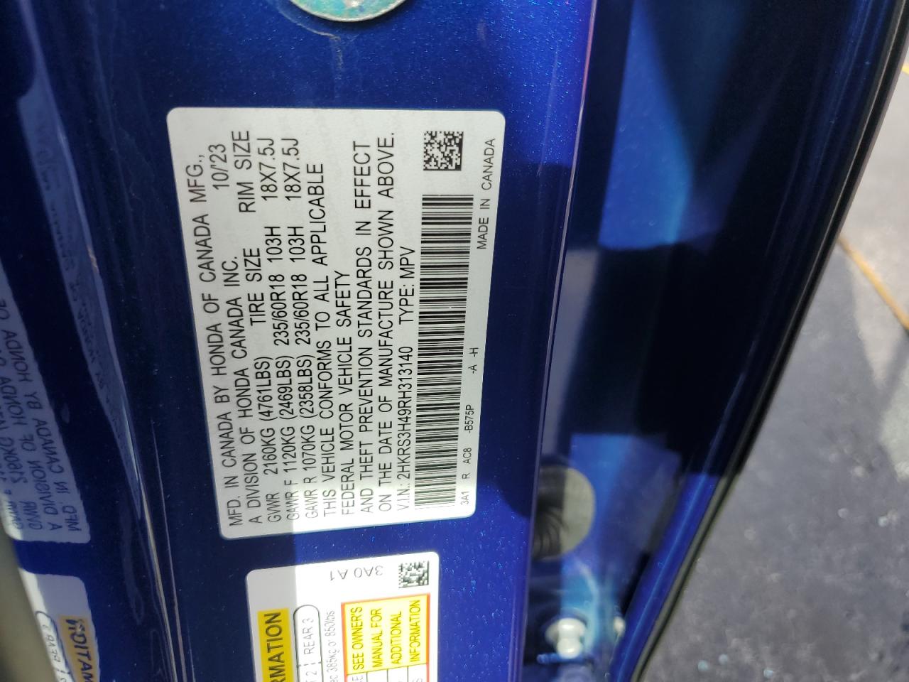 2024 Honda Cr-V Ex VIN: 2HKRS3H49RH313140 Lot: 83779105