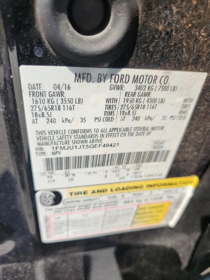 2016 Ford Expedition Xlt VIN: 1FMJU1JT5GEF49421 Lot: 80705955