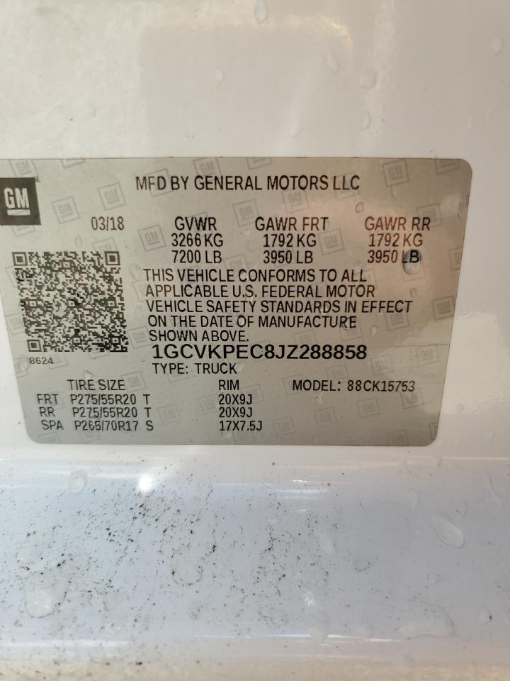 2018 Chevrolet Silverado K1500 Custom VIN: 1GCVKPEC8JZ288858 Lot: 83945375