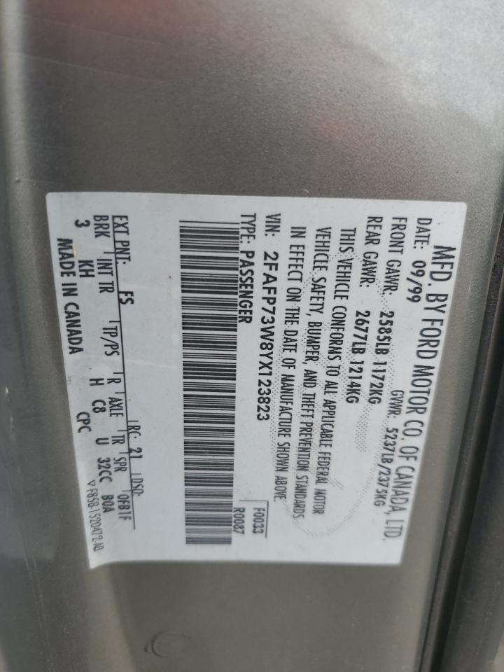 2000 Ford Crown Vict VIN: 2FAFP73W8YX123823 Lot: 80593505