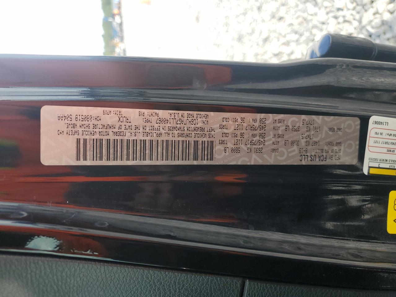 2020 Jeep Gladiator Sport VIN: 1C6HJTAG7LL140067 Lot: 80390925