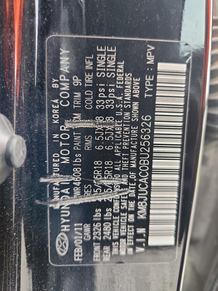 2011 Hyundai Tucson Gls VIN: KM8JUCAC0BU256326 Lot: 81895455