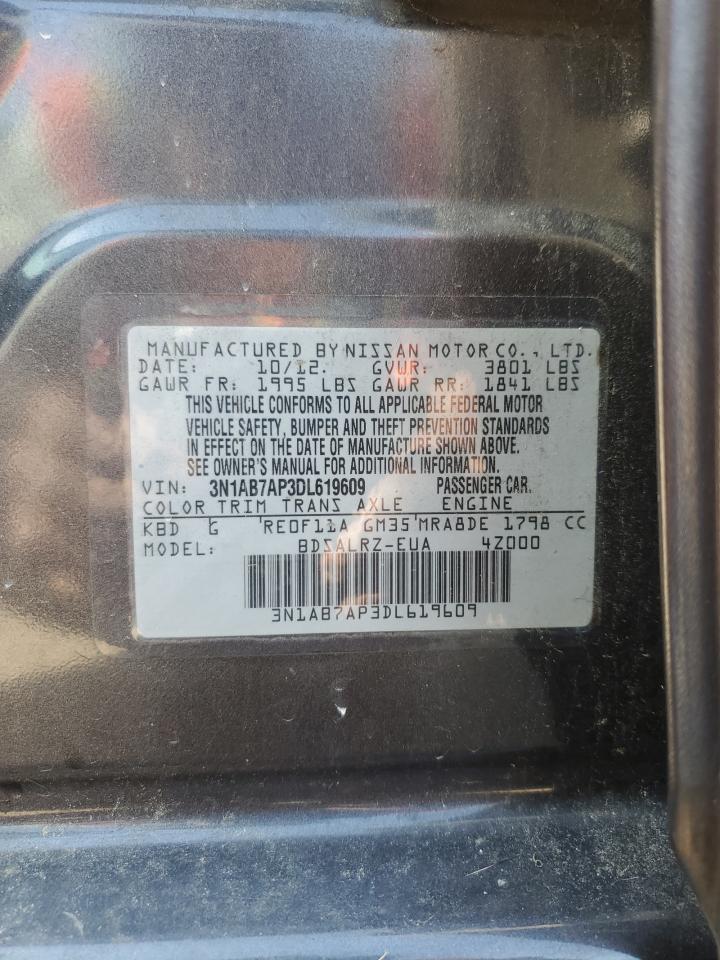 2013 Nissan Sentra S VIN: 3N1AB7AP3DL619609 Lot: 83836535