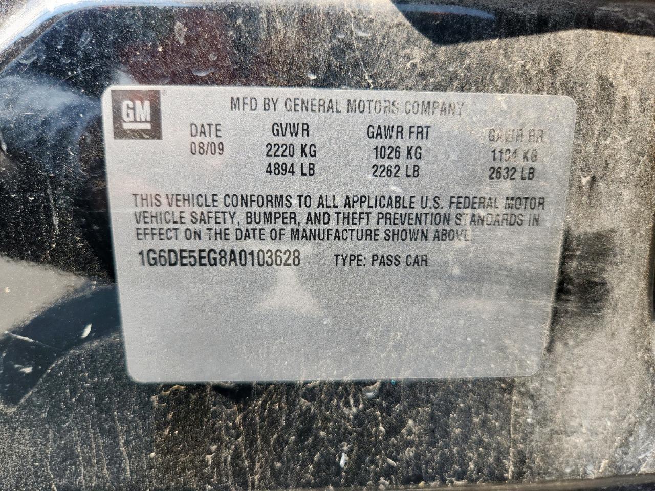 2010 Cadillac Cts Luxury Collection VIN: 1G6DE5EG8A0103628 Lot: 81528245