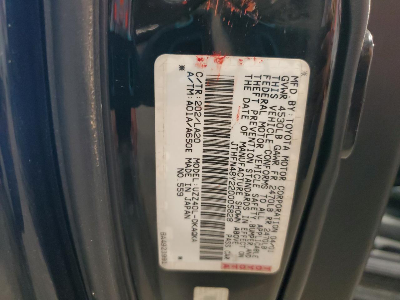 2002 Lexus Sc 430 VIN: JTHFN48Y220005828 Lot: 71524965