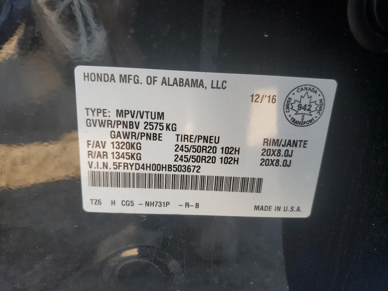 2017 Acura Mdx Elite VIN: 5FRYD4H00HB503672 Lot: 71743485