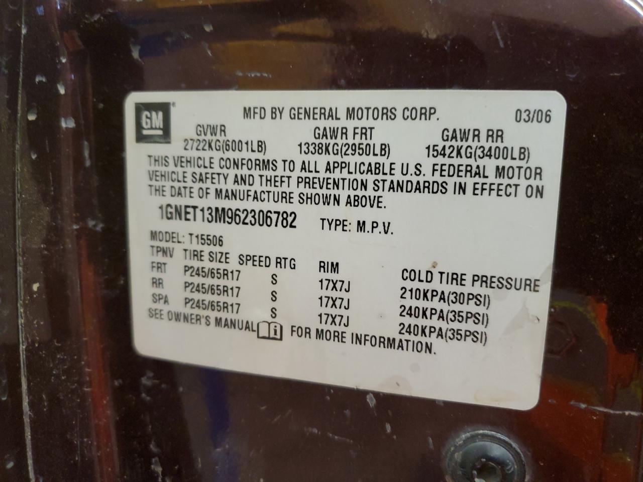 2006 Chevrolet Trailblazer Ls VIN: 1GNET13M962306782 Lot: 72090645
