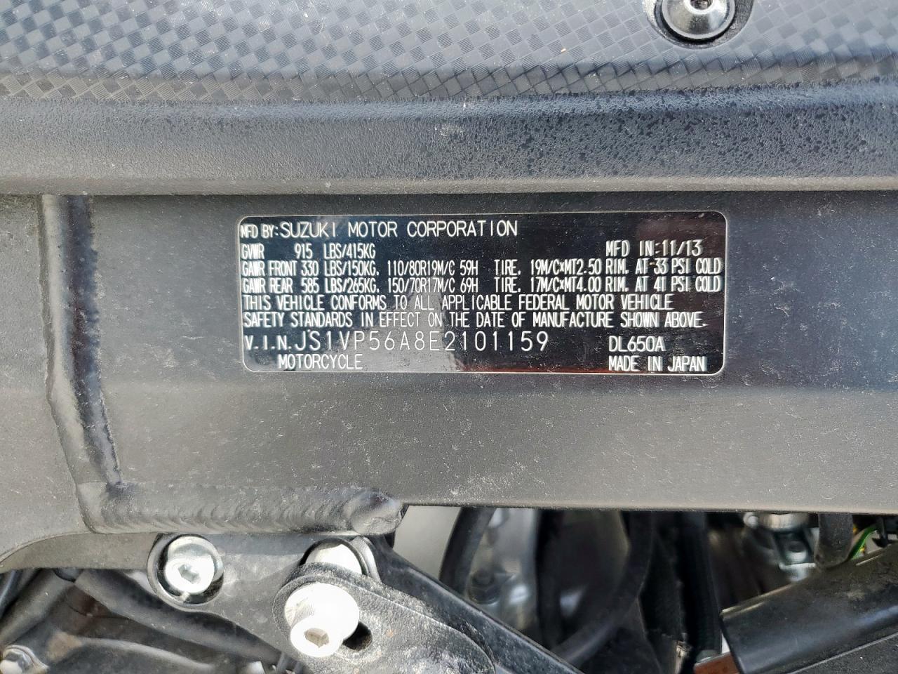 2014 Suzuki Dl650 A VIN: JS1VP56A8E2101159 Lot: 81745845