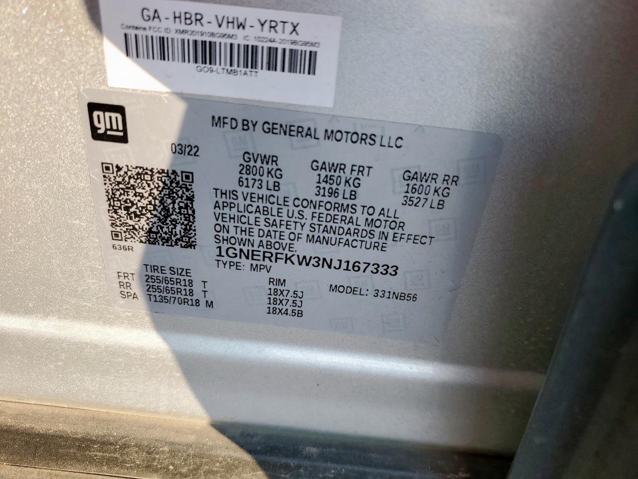 2022 Chevrolet Traverse Ls VIN: 1GNERFKW3NJ167333 Lot: 71483445